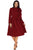 Sexy Burgundy Bowknot Embellished Mock Neck Pocket Dress