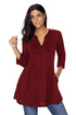 Sexy Burgundy Cable Knit Button Neck Swingy Tunic