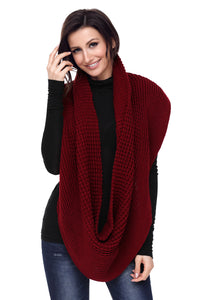 Sexy Burgundy Cable Knit Chunky Scarf