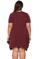 Sexy Burgundy Casual Pocket Style Plus Size Jersey Dress