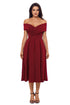 Sexy Burgundy Crossed Off Shoulder Fit-and-flare Prom Dress