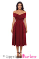 Sexy Burgundy Crossed Off Shoulder Fit-and-flare Prom Dress