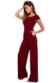 Sexy Burgundy Daily Fashion Wide Leg Jumpsuit