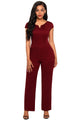 Sexy Burgundy Daily Fashion Wide Leg Jumpsuit