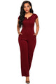 Sexy Burgundy Daily Fashion Wide Leg Jumpsuit