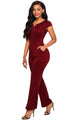 Sexy Burgundy Daily Fashion Wide Leg Jumpsuit