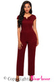 Sexy Burgundy Daily Fashion Wide Leg Jumpsuit