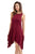 Sexy Burgundy Draped Asymmetric Hemline Sleeveless Jersey Dress