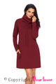 Sexy Burgundy Drawstring Cowl Neck Sweatshirt Dress