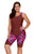 Sexy Burgundy Floral Insert Tankini and Short Sports Suit