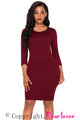 Sexy Burgundy Hollow-out Back Long Sleeve Bodycon Dress