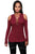 Sexy Burgundy Long Sleeve Cut-out Shoulder Ribbed Top