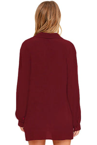 Sexy Burgundy Long Sleeve Lace-up Top
