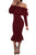 Sexy Burgundy Long Sleeve Ruffle Off Shoulder Dress