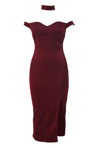 Sexy Burgundy Luxurious Long Party Dress with Choker