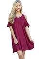 Sexy Burgundy Naughty Cute Cold Shoulder Short Dress