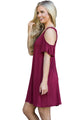 Sexy Burgundy Naughty Cute Cold Shoulder Short Dress