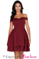 Sexy Burgundy Off Shoulder Layered Short Prom Dress