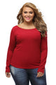 Sexy Burgundy Plus-Size Crisscross Back Long-Sleeve Top