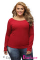 Sexy Burgundy Plus-Size Crisscross Back Long-Sleeve Top