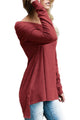 Sexy Burgundy Ruched Off Shoulder Long Sleeve Top