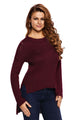 Sexy Burgundy Sheer Knit Tangled Long Tail Sweater