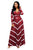 Sexy Burgundy Striped V Neck Long Sleeve Maxi Dress