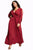 Sexy Burgundy Surplice V Neck Plus Size Maxi Dress
