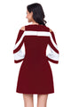Sexy Burgundy White Colorblock Dress