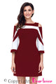 Sexy Burgundy White Colorblock Dress