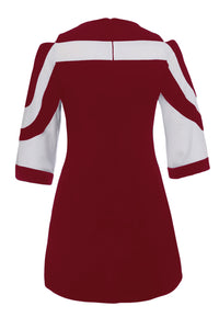 Sexy Burgundy White Colorblock Dress