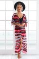 Sexy Buttons and Slit Front Open Tie-dye Print Chiffon Beachwear