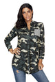 Sexy Camouflage Print Button V Neck Hoodie