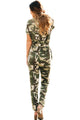 Sexy Camouflage Short Sleeve Drawstring Casual Jumpsuit