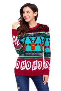 Sexy Cartoon Reindeer HO HO HO Christmas Sweater