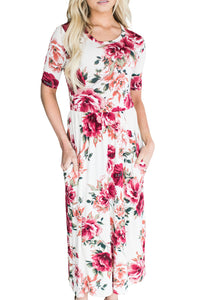 Sexy Casual Pocket Design Blooming Floral Dress