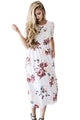 Sexy Casual Pocket Design White Floral Dress