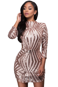 Sexy Sequin Detail Open Back Party Mini Dress