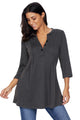 Sexy Charcoal Cable Knit Button Neck Swingy Tunic