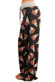 Sexy Charcoal Floral Terry Wide Leg Pants