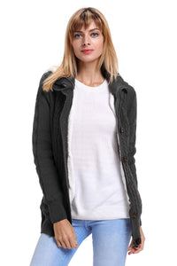 Sexy Charcoal Long Sleeve Button-up Hooded Cardigans