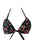 Sexy Cherry Print Black Retro Tie Front Bikini Top