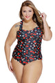 Sexy Cherry Print Plus Size Two Piece Swimsuit