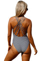 Sexy Chic Sassy Striped Triple Crisscross Back One Piece Swimwear