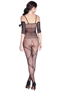 Sexy Chic Sleeved Open Crotch Sheer Bodystocking