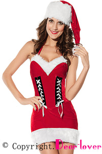 Sexy Christmas Babe Halter Dress Costume