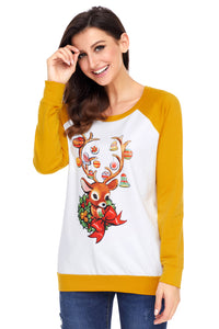 Sexy Christmas Reindeer Yellow Long Sleeve Shirt