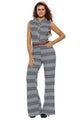 Sexy Circle Print Belted Wide Leg Jumpsuit