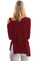 Sexy Claret One Shoulder Long Sleeve Top with Slit