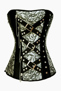 Sexy Classic Jacquard Corset with Rivets and Chain